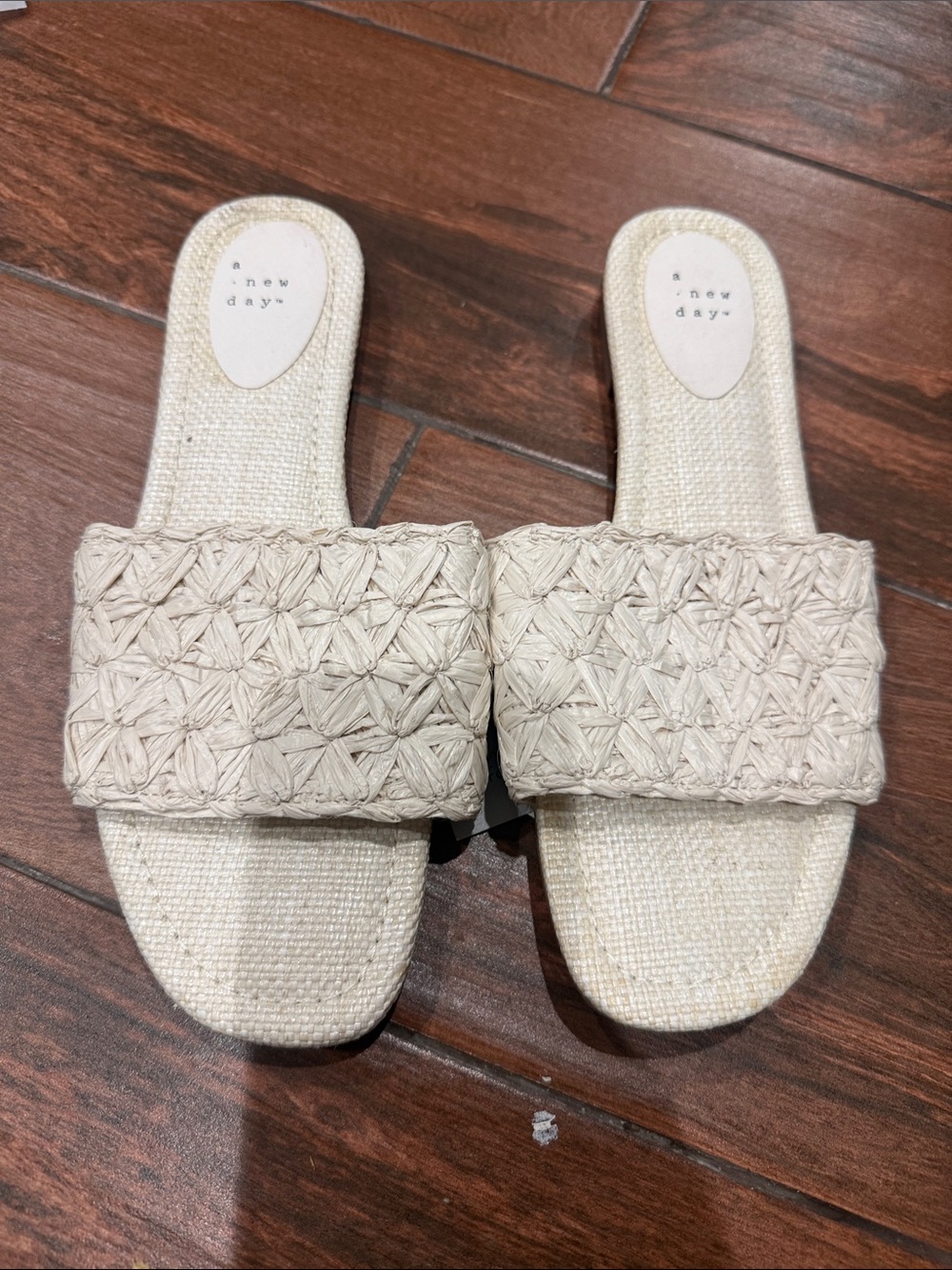 a new day Cream Woven Slide Mules size 10 NWT